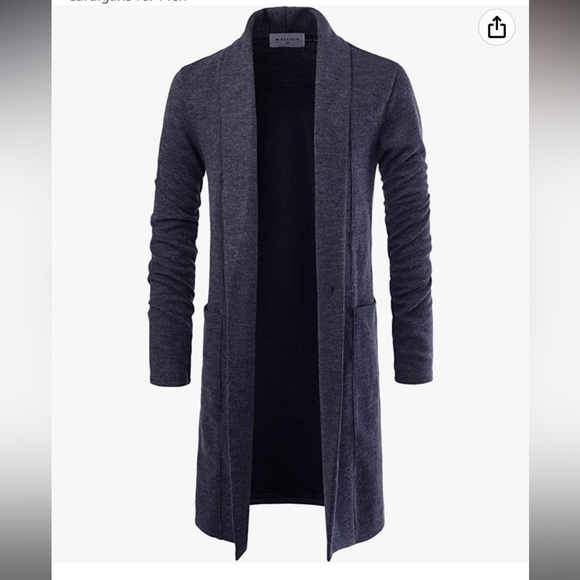 Men’s long cardigan nearkin grey - Picture 2 of 4